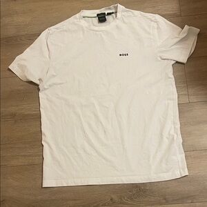 BOSS White Short-Sleeve Crewneck Tee with Small Chest Logo